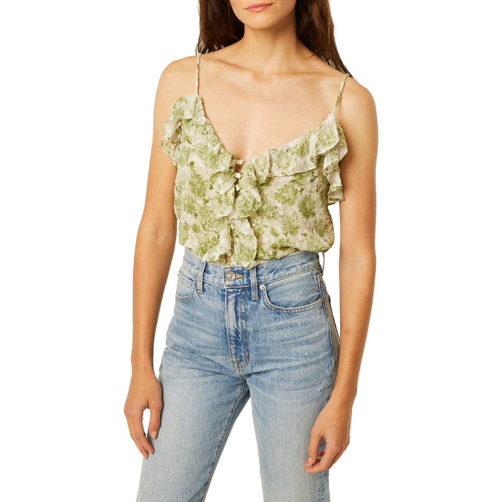 $210 Misa Bambi Ruffle Cami Top Veranda Abstract Size XS